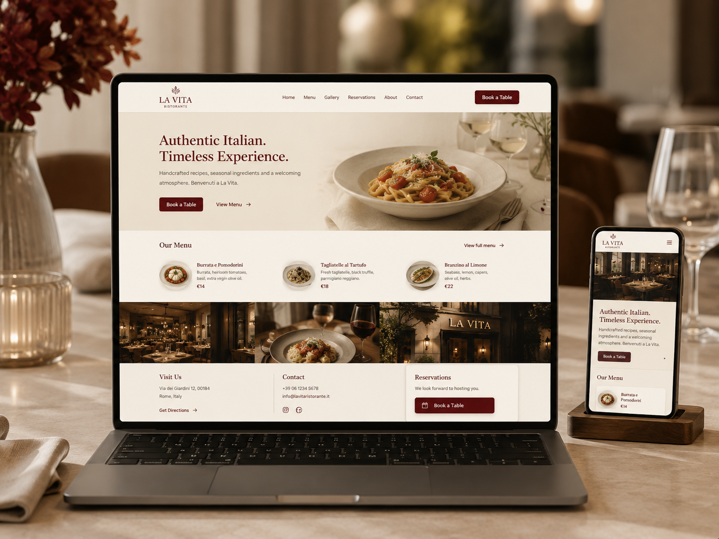 Branded restaurant website