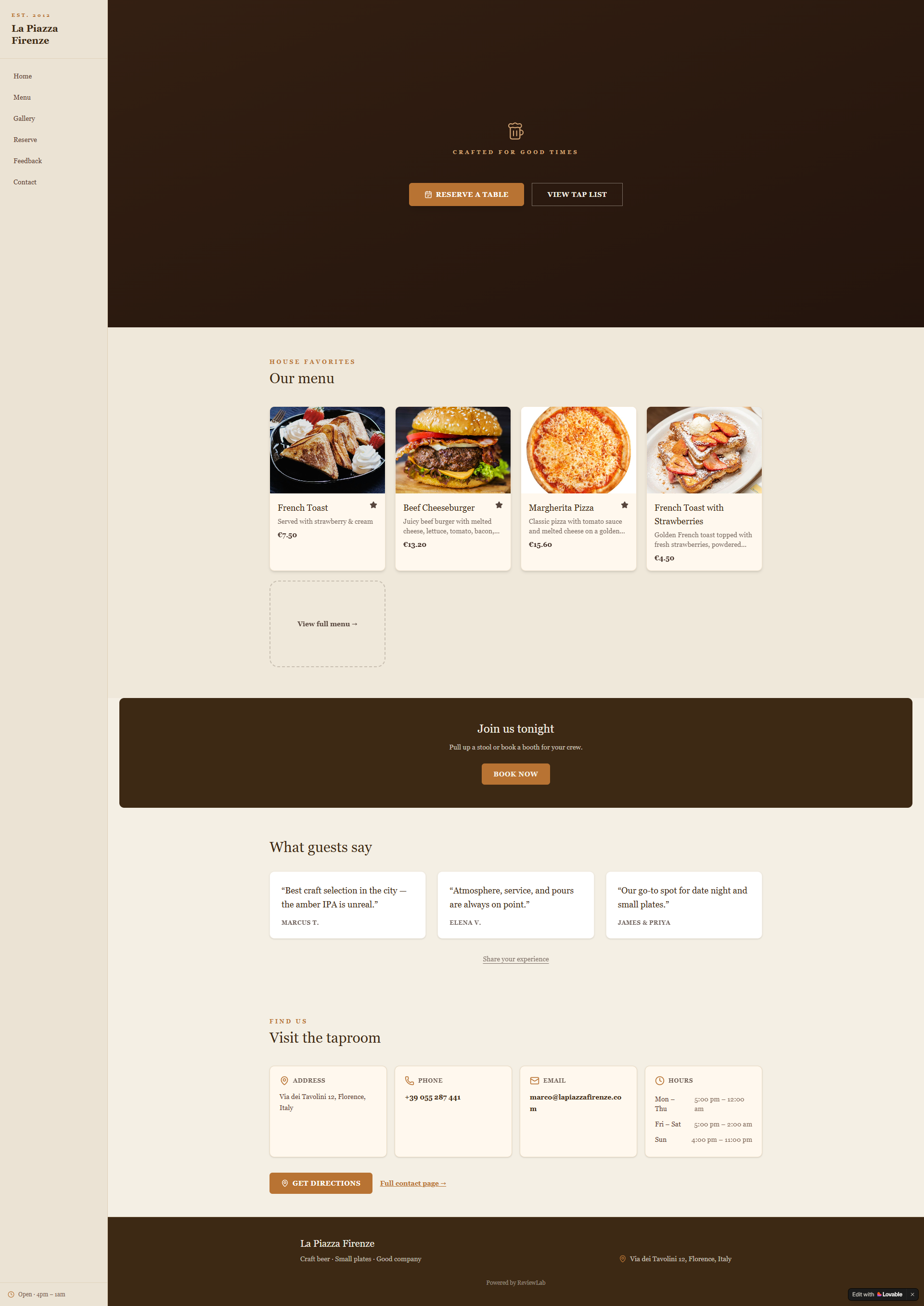 Bar / taproom template