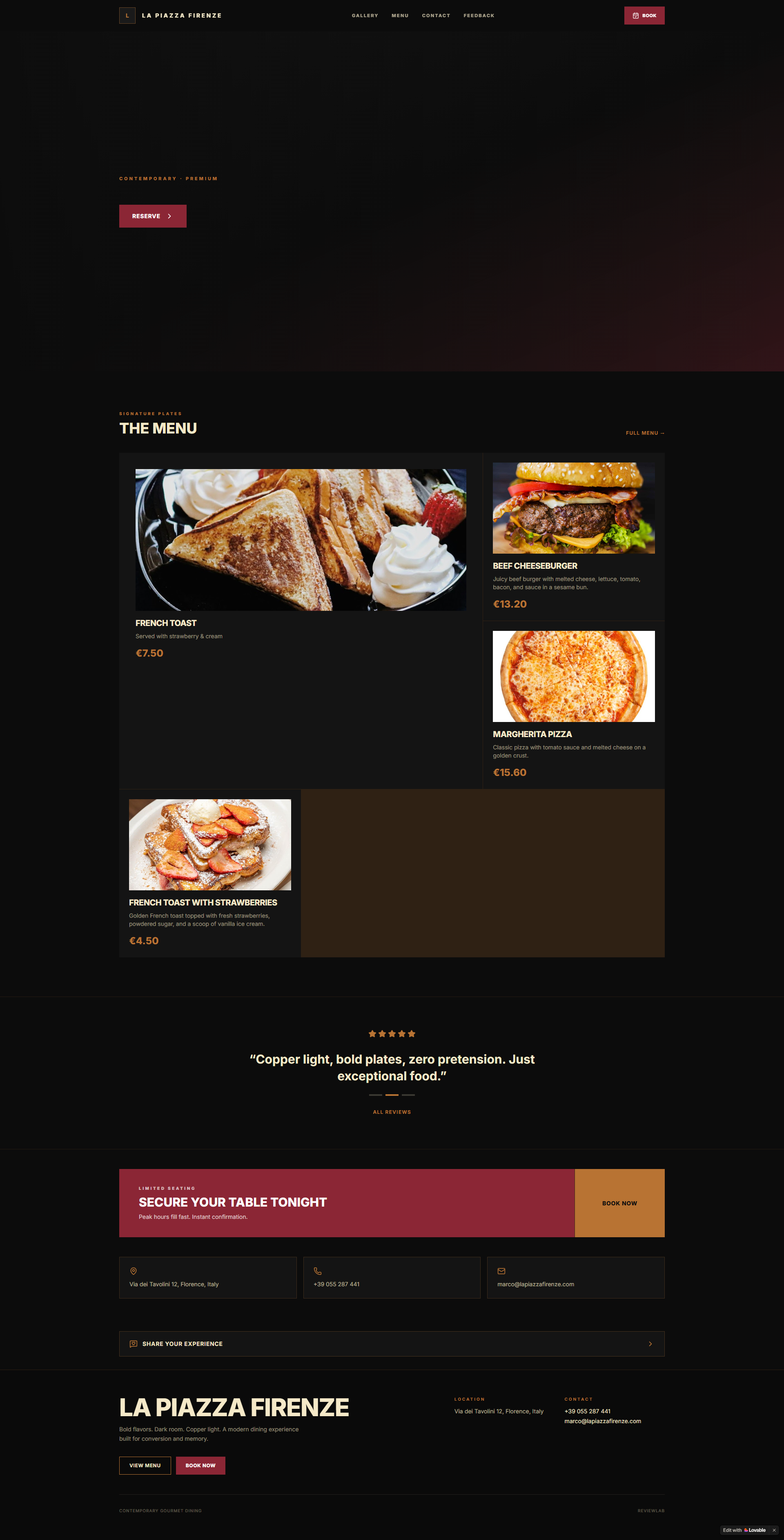 Contemporary gourmet template